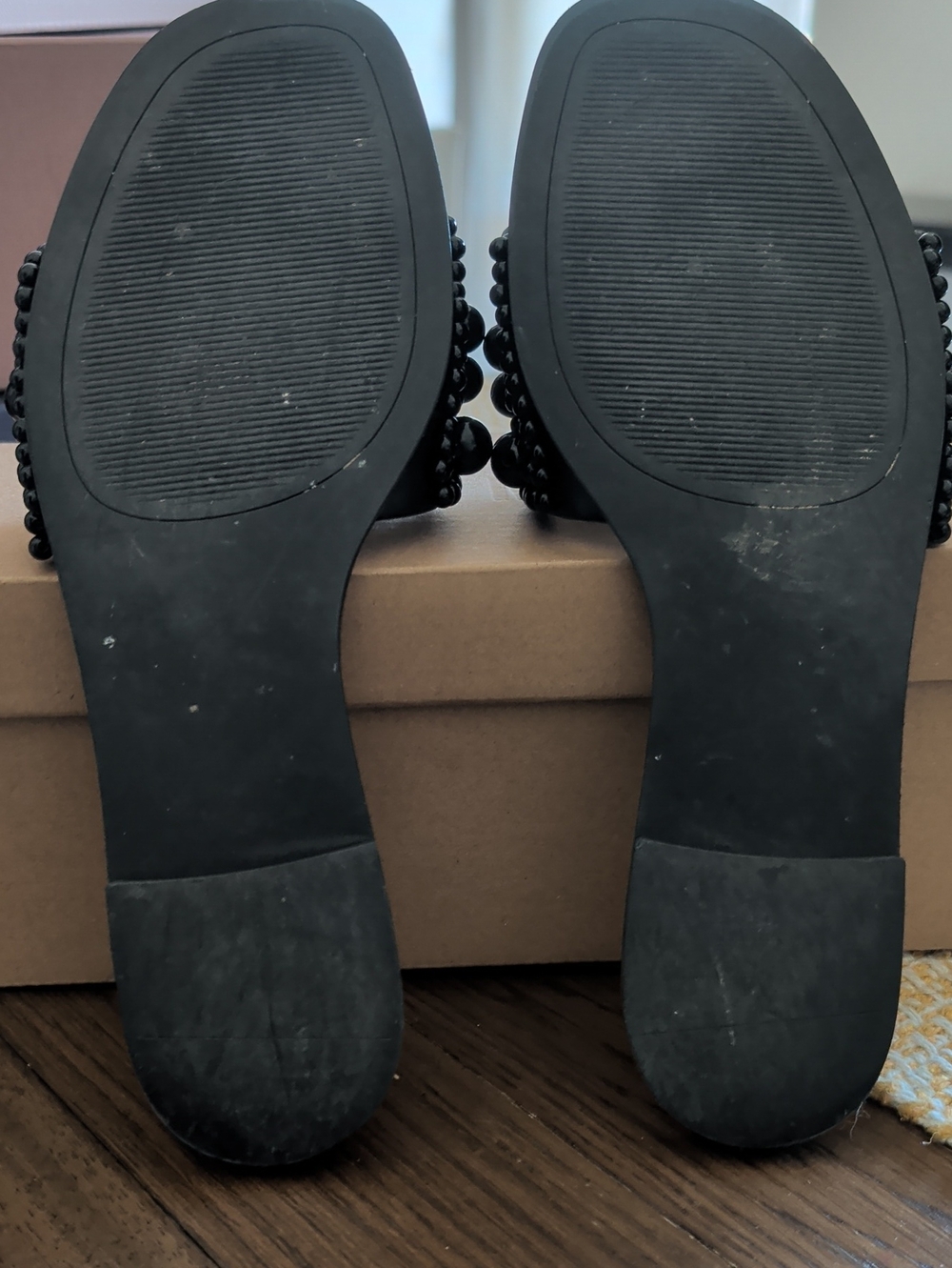 Steve Madden Black Beaded Slide Sandals - Picture 3 of 8